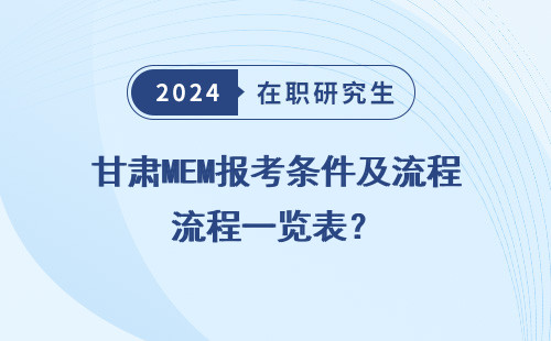 甘肃MEM报考条件及流程一览表？