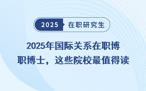 2025年国际关系在职博士，这些院校最值得读！