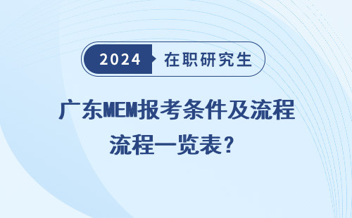 广东MEM报考条件及流程一览表？