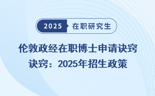伦敦政经在职博士申请诀窍：2025年招生政策全盘点