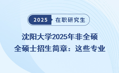 沈阳大学2025年非全硕士招生简章：这些专业最值得读！