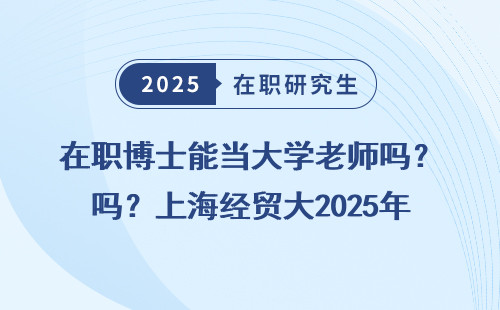 在职博士能当大学老师吗？上海经贸大2025年政策汇总